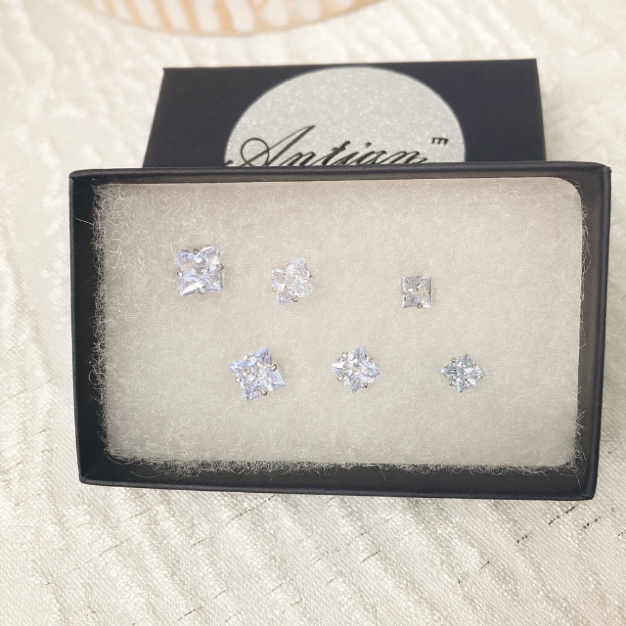 Antian Accessories Set Zirconia Earrings Gold Plated Elegant Design